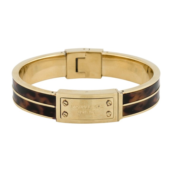 Michael Kors Gold-Tone Tortoise Hinge Bangle Bracelet - Picture 2 of 2